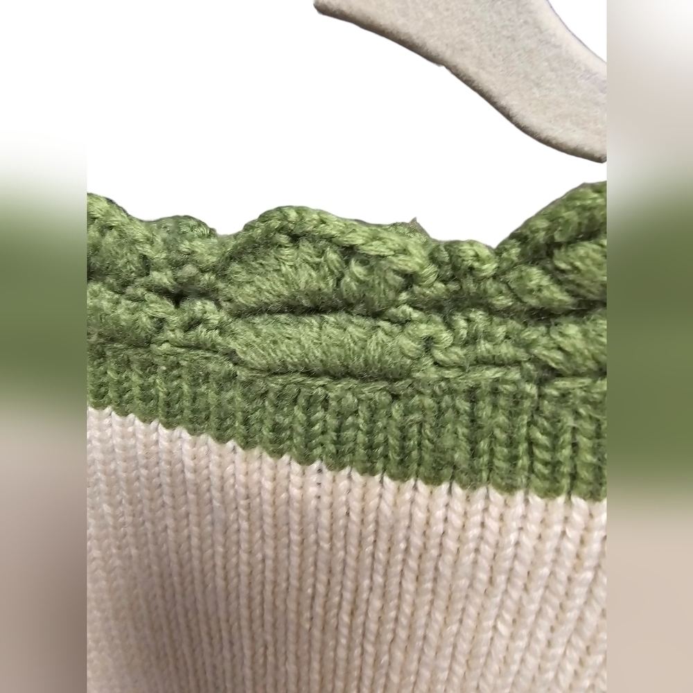Ades of California Geen and Cream Floral Vintage Sweater Sz. M Wool Granny core - Picture 5 of 8